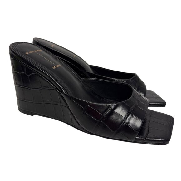 Black Suede Studio Paloma Women's Sandals Wedge Heel Leather Black  EU 39 US 9 - Picture 1 of 9